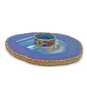 Vintage Chinese Brass Cloisonné Ring